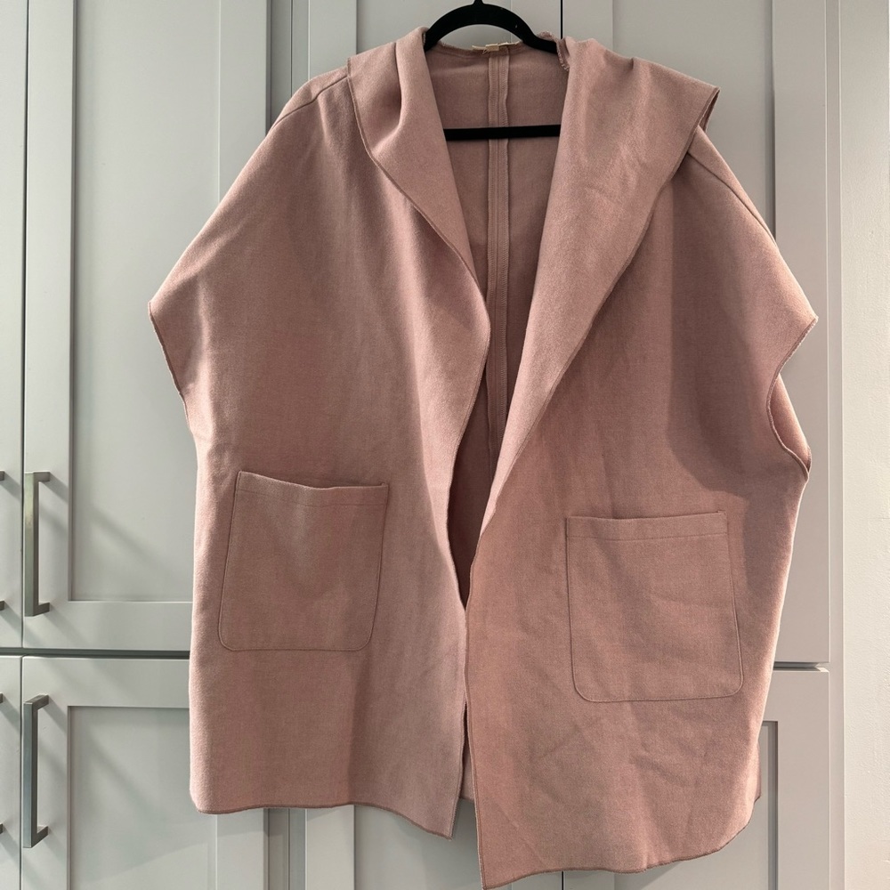 Mauve Listicle Oversized Hooded Cape Poncho Shacket Granny Core